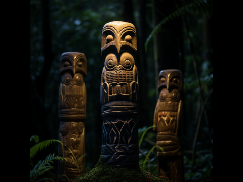 Tikis-totems chouette-effraie, balisage des chemins Tikis-totems chouette-effraie, balisage des chemins